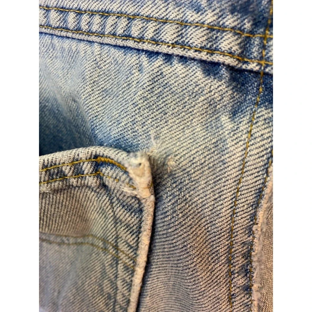 Carhartt Mens Distressed Light Wash Denim Work Jeans Straight Leg 29x27 Vintage